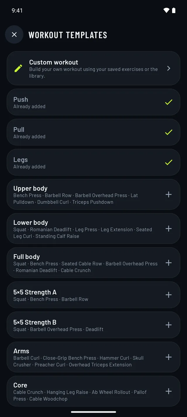 Build your workout